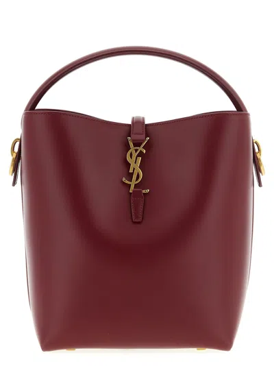 Saint Laurent Logo-plaque Shoulder Bag In Red