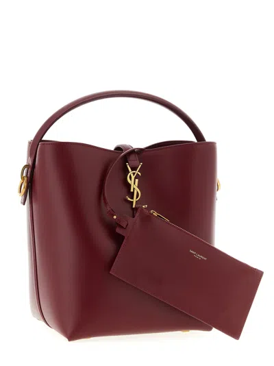 Saint Laurent Logo-plaque Shoulder Bag In Red