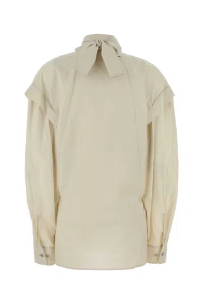 Lemaire Women Sand Cotton Blend Blouse In White