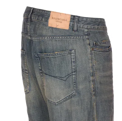 Balenciaga Loose Washed Jeans In Blue/grey/yellow In Blue
