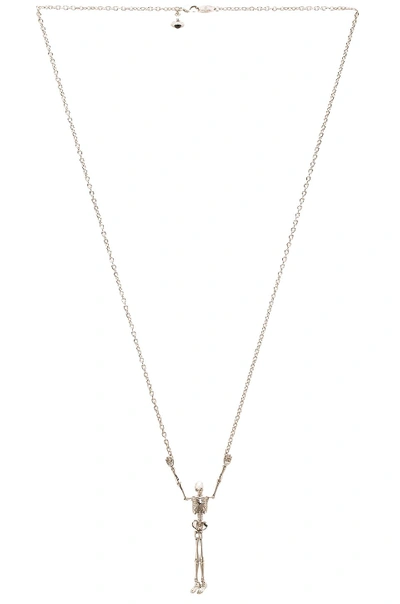 Shop Vivienne Westwood Skeleton Long Necklace In Metallic Silver. In Black Enamel