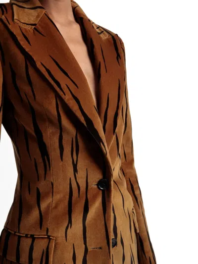 Bally Tiger-print Velvet Blazer In Neutral