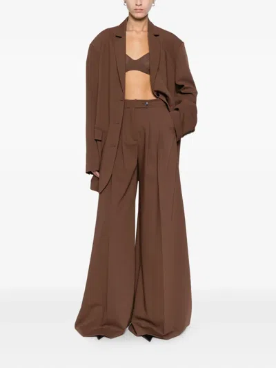 Le Sully Studio Pleated Trousers In Brown