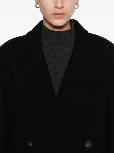 Le Sully Studio Double-breasted Coat In Black