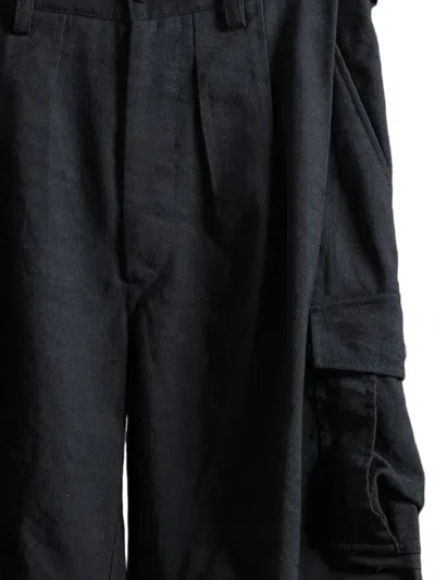 Ziggy Chen Pleated Cargo Pants In Black