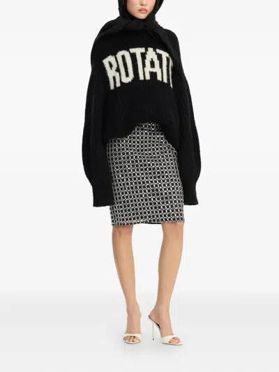 Rotate Birger Christensen Brandy Oversized Wool-blend Sweater In Black