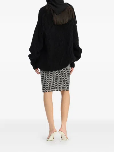 Rotate Birger Christensen Brandy Oversized Wool-blend Sweater In Black