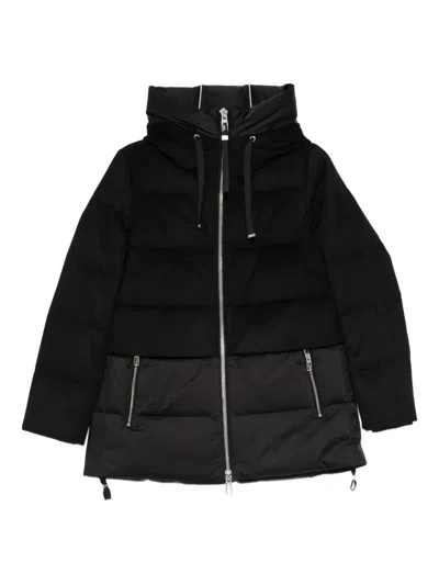 Duno Black Down Coat With Hood In Black