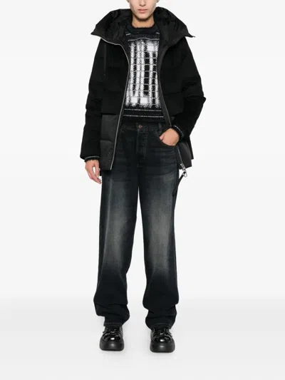 Duno Black Down Coat With Hood In Black