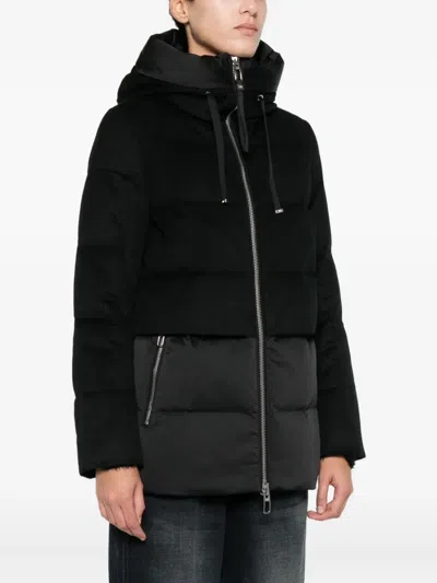 Duno Black Down Coat With Hood In Black