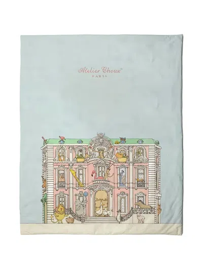 Atelier Choux Reversible Carousel Print Quilt (200x200cm) In Blue