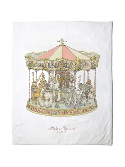Atelier Choux Reversible Carousel Print Quilt (200x200cm) In Blue