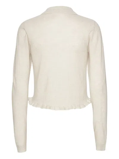 Rotate Birger Christensen Ruffled-hem Cardigan In White