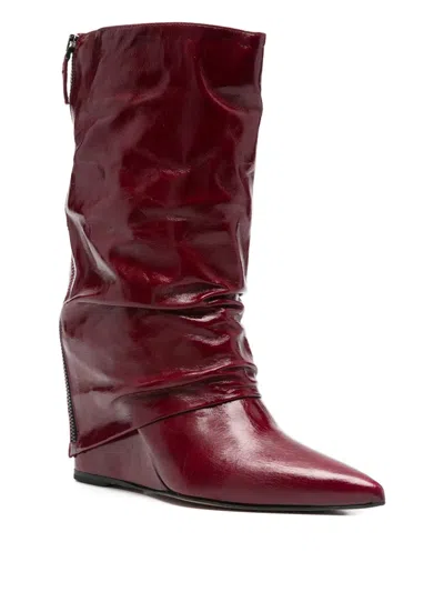 The Seller Leather Boots In Red