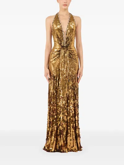Jenny Packham Lisette Sequin-embellished Maxi Dress In Gold