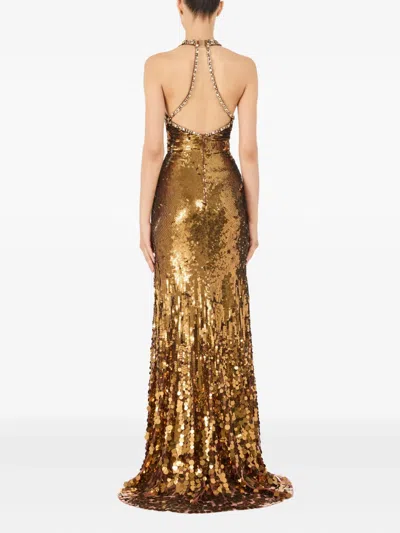 Jenny Packham Lisette Sequin-embellished Maxi Dress In Gold