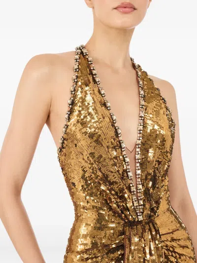Jenny Packham Lisette Sequin-embellished Maxi Dress In Gold