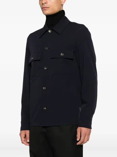 Jacob Cohen Logo-patch Overshirt In Blue