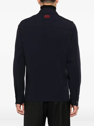 Jacob Cohen Logo-patch Overshirt In Blue