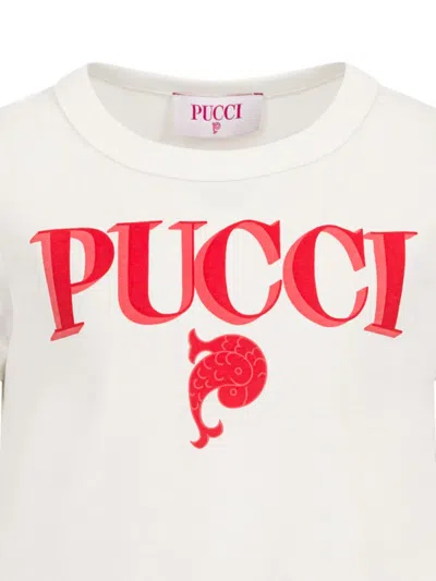 Pucci Junior Logo-graphic Cotton T-shirt In White