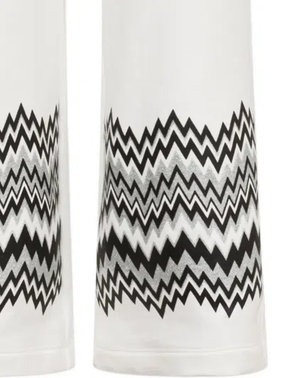 Missoni Zigzag-pattern Cotton Trousers In White