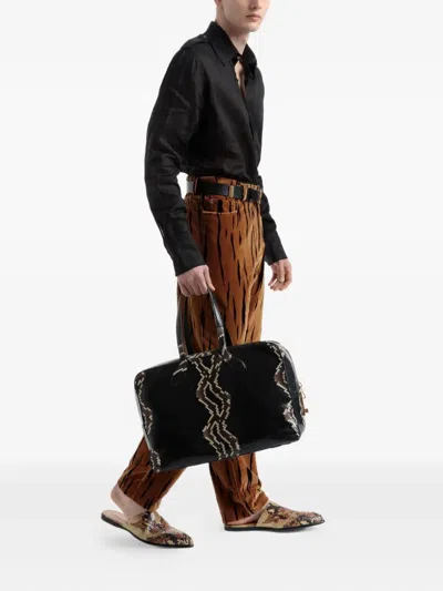 Bally Tiger-print Velvet Trousers In Brown