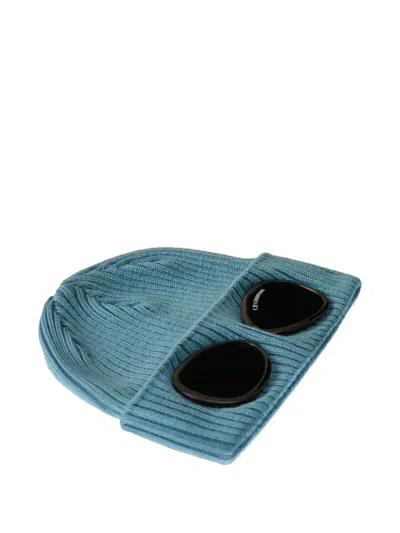 C.p. Company Goggle-lenses Ribbed Beanie In Blue