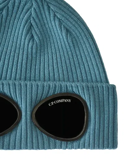 C.p. Company Goggle-lenses Ribbed Beanie In Blue