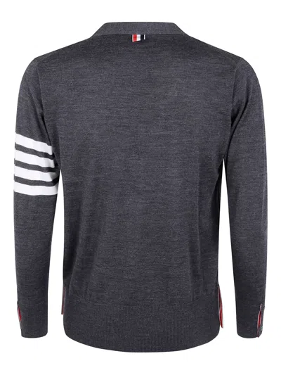 Thom Browne Classic V Neck Cardigan In Fine Merino Wool With 4 Bar Stripes Clothing In Gray