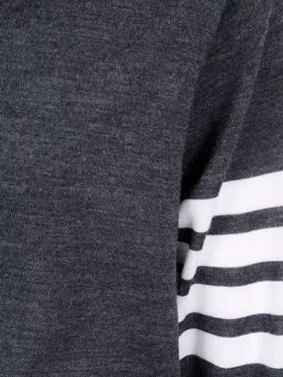 Thom Browne Classic V Neck Cardigan In Fine Merino Wool With 4 Bar Stripes Clothing In Gray