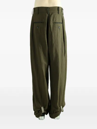 Ziggy Chen Linen/flax Wide-leg Trousers In Green