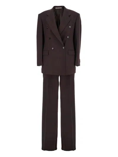 双排扣平驳领西装套装