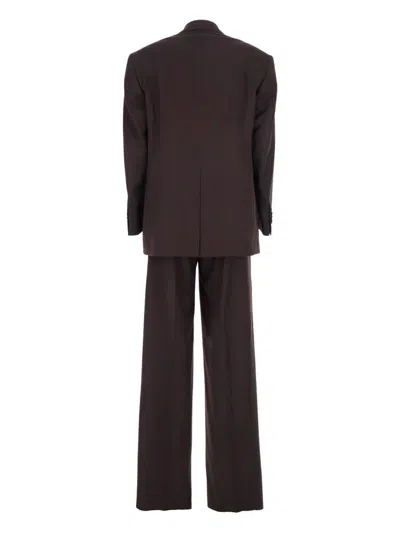 双排扣平驳领西装套装