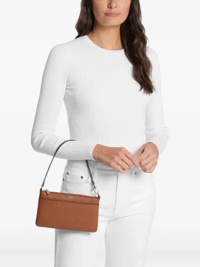 Michael Michael Kors Jet Set Medium Leather Wristlet In Brown