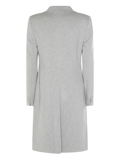 Tagliatore Longline Coat With Button Cuffs And Pockets In Gray