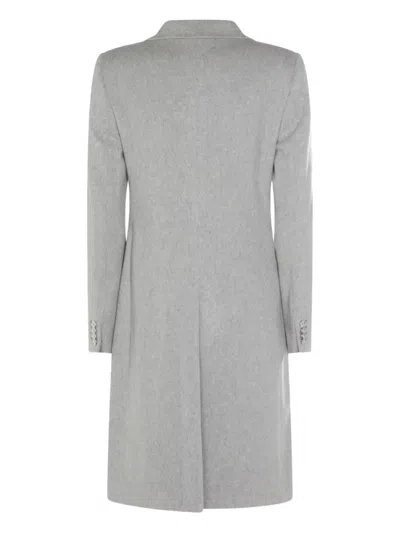 Tagliatore Longline Coat With Button Cuffs And Pockets In Gray