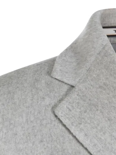 Tagliatore Longline Coat With Button Cuffs And Pockets In Gray