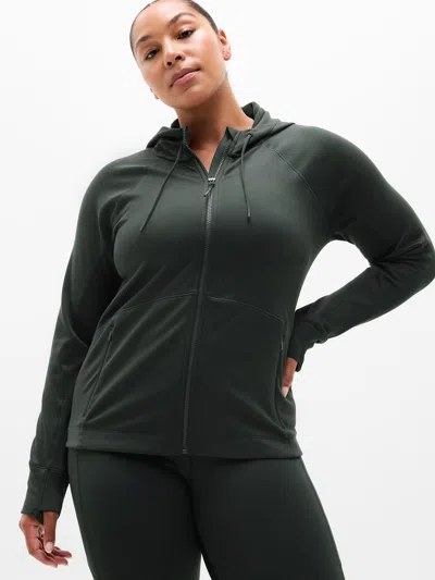 Athleta Unstoppable Fleece Lined Full Zip Jacket In Green