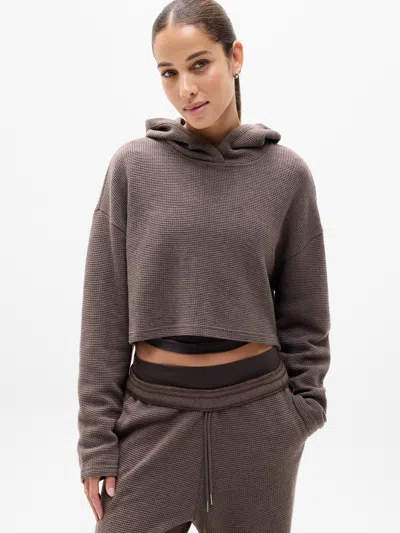 Athleta Tranquil Waffle Hoodie In Brown