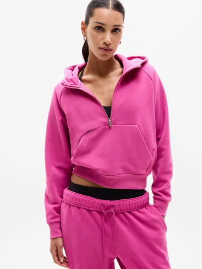 Athleta Forever Fleece 1/2 Zip Hoodie In Pink