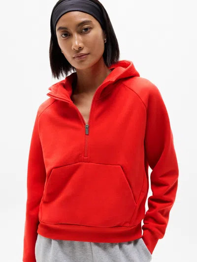 Athleta Forever Fleece 1/2 Zip Hoodie In Red