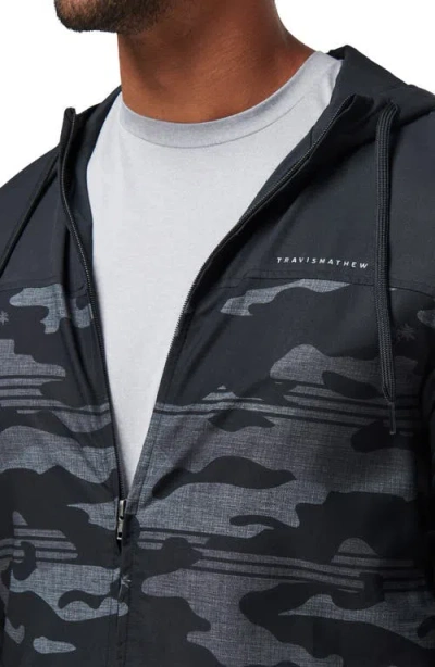 Travismathew Camo Zip Hoodie In Black