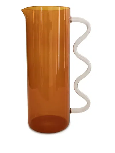 Sophie Lou Jacobsen Wave Glass Pitcher (25cm X 10cm) In Orange