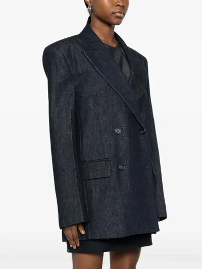 Sportmax Double-breasted Long Sleeve Blazer In Blue