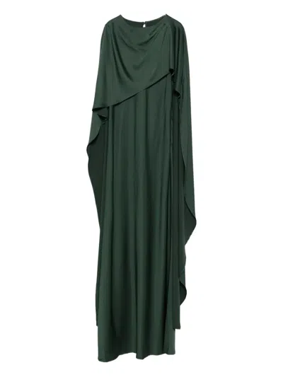 Simkhai Izel Cape-effect Satin Gown In Green