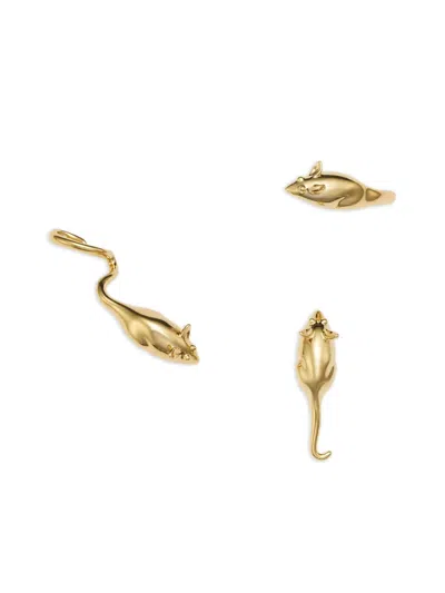 Tory Burch Mice Earrings (set Of Three) In Gold