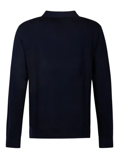 Selected Long-sleeve Polo-collar Sweater In Blue