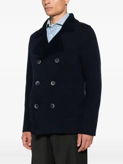 Bruno Manetti Double-breasted Peacoat In Blue