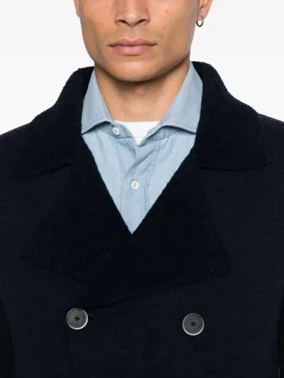 Bruno Manetti Double-breasted Peacoat In Blue