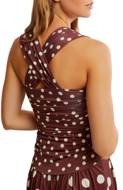 free people polka dot dress brown Brown Polka Dot Puff Sleeve Ottillie Midi Dress main image 0